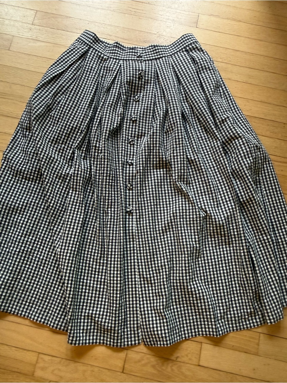 HUNTER BELL EVA Skirt Black and White seersucker Gingham Midi Skirt Size 14 NWT - Picture 4 of 10